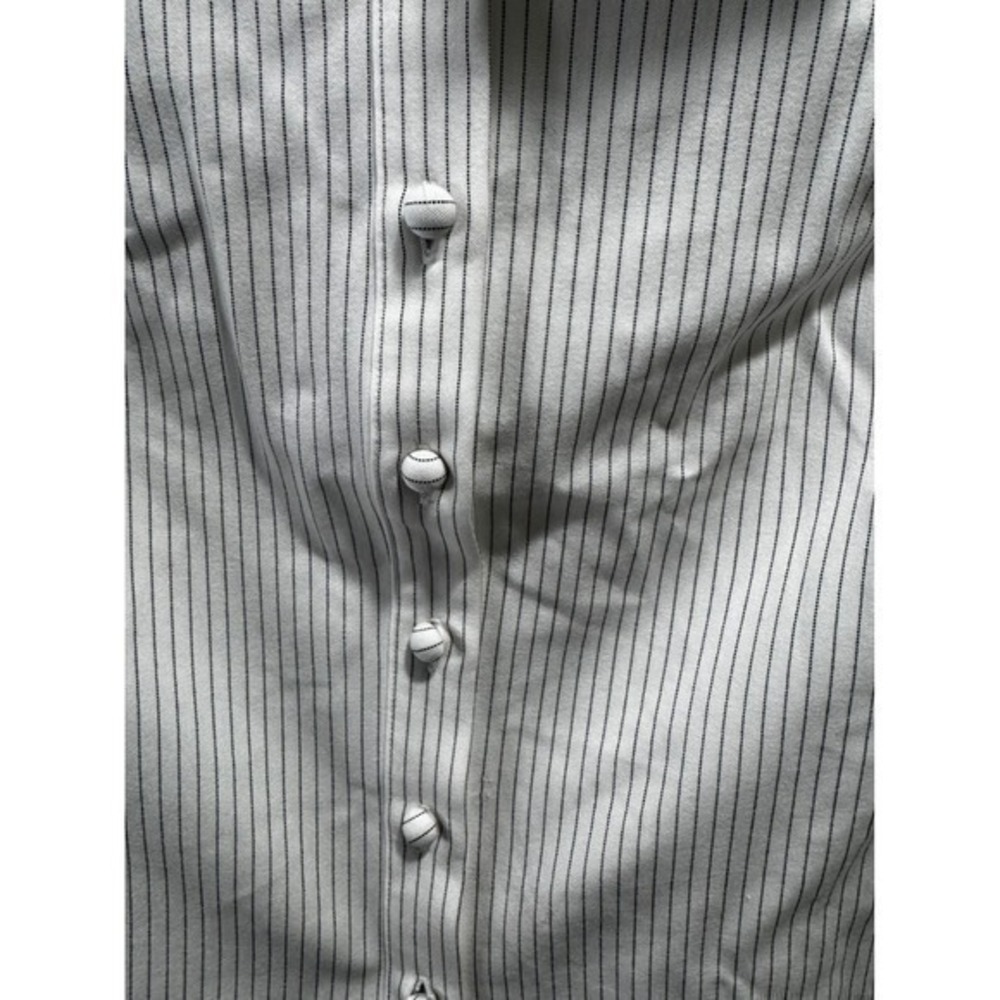 Princess Polly Anni white Pinstripe Button Up Shirt Fitted Long Sleeve Women 4 - Picture 5 of 6